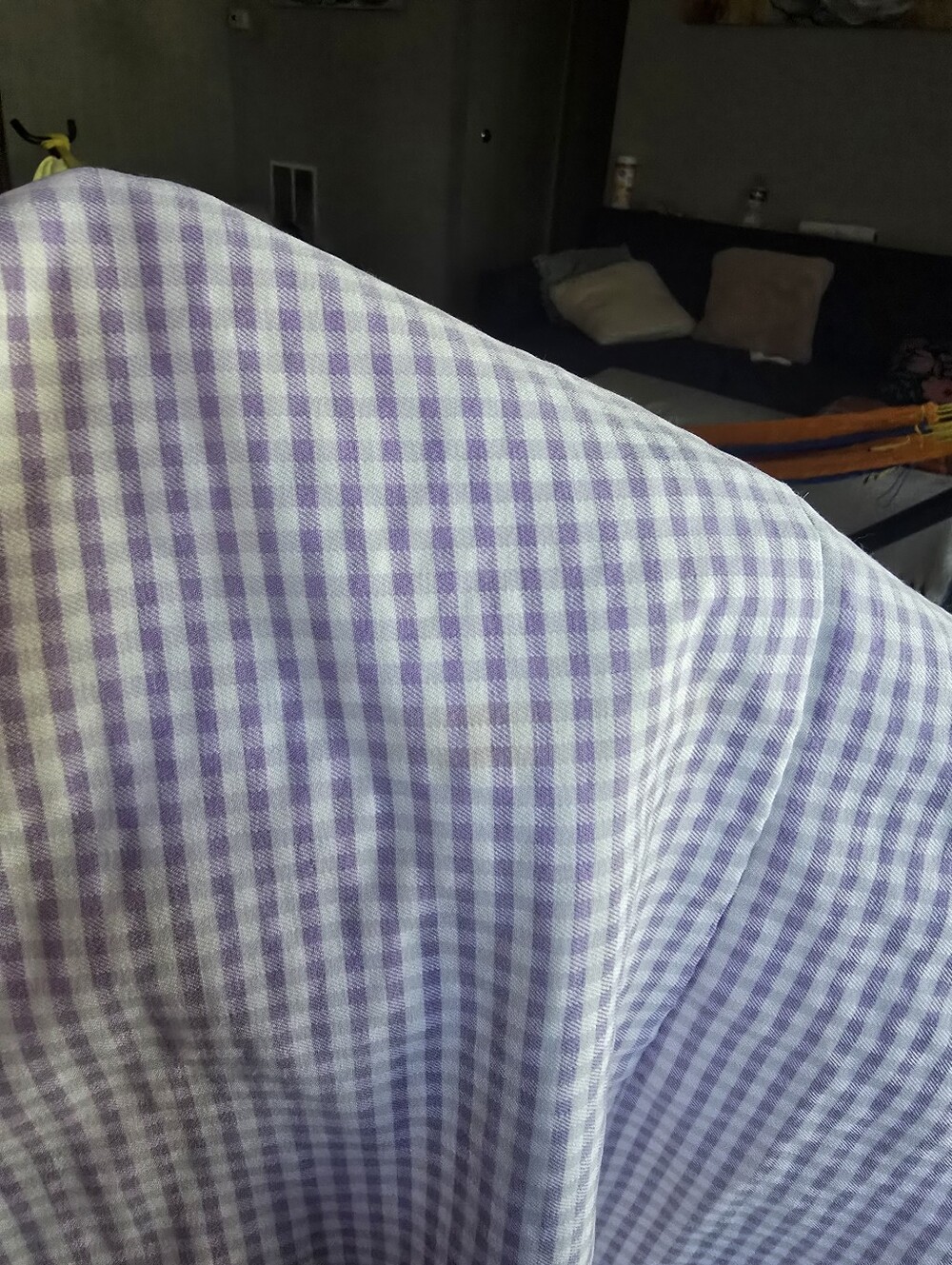 Gingham Square-Neck Mini Dress in Lavender - Picture 7 of 7